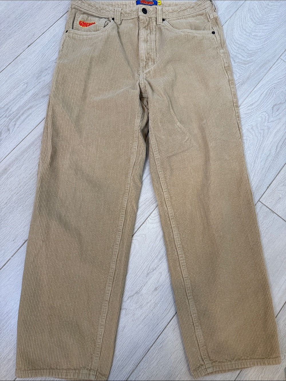 Size 32 Empyre Loose Fit Corduroy Skate Pants Beige Khaki EUC Baggy